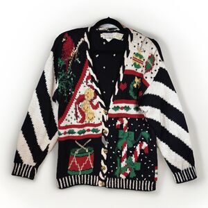 Vintage Eagles Eye Women’s Christmas‎ Sweater Large Embellished Cardigan 90’s